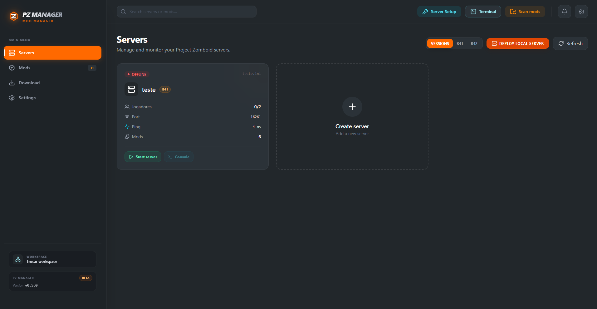 PZ Manager - The easiest way to manage your Project Zomboid server